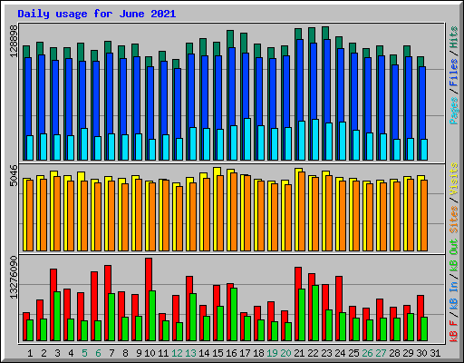Daily usage for June 2021